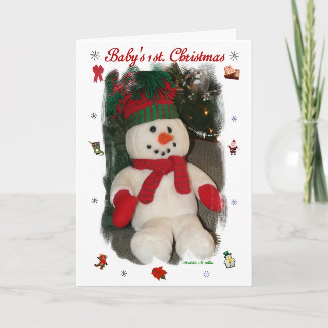 Cartão De Festividades Primeiro Natal do Bebê (Frente)