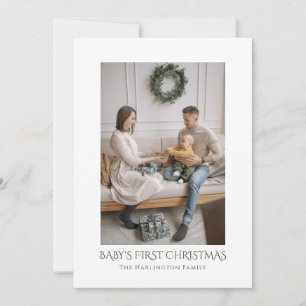 Cartão De Festividades Primeiro Natal do Bebê Foto da Família Moderna