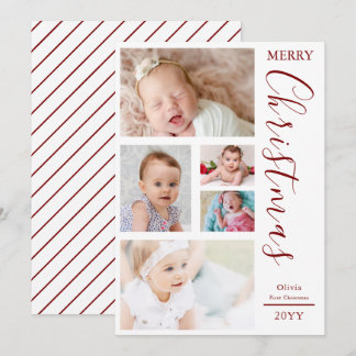 Cartão De Festividades Primeiro Natal do Bebê Personalizado com Foto