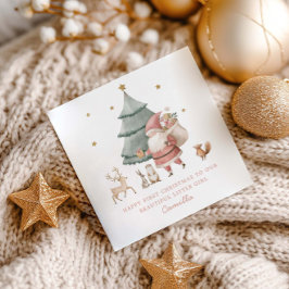 Cartão De Festividades Primeiro Natal do Bebê Urso Teddy Fofo 