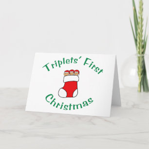 Cartão De Festividades Primeiro Natal dos Trigêmeos - Meia (sem data)