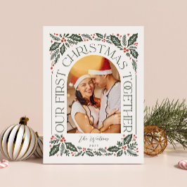 Cartão De Festividades Primeiro Natal Juntos Arco 3 Colagem de Fotos