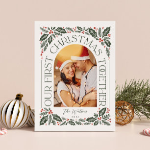 Cartão De Festividades Primeiro Natal Juntos Arco 3 Colagem de Fotos