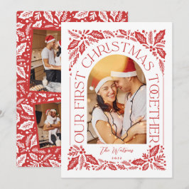 Cartão De Festividades Primeiro Natal Juntos Arco Vermelho 3 Colagem de F