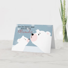 Cartão De Festividades Primeiro Natal Mamãe Urso Polar Personalizado
