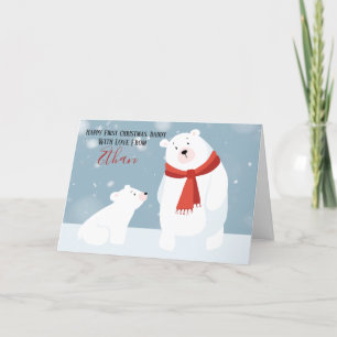 Cartão De Festividades Primeiro Natal Papai Urso Polar Personalizado