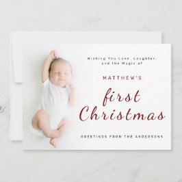 Cartão De Festividades Primeiro Natal Simples 1 Foto Saudação