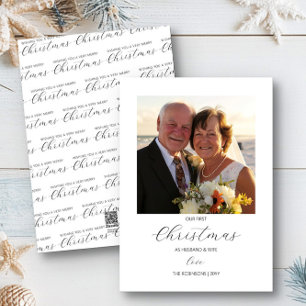 Cartão De Festividades Primeiro Natal Sr e Sra Quadrado de Foto Simples