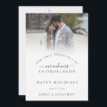Cartão De Festividades Primeiro Natal Sr. Photo Names Holiday<br><div class="desc">Primeiro Natal como Sr. e Sra. Photo Names. Celebre a época especial do seu primeiro Natal casado! Fácil de personalizar o texto e substituir a foto de exemplo por sua.</div>