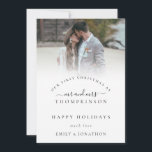 Cartão De Festividades Primeiro Natal Sr. Photo Names Holiday<br><div class="desc">Primeiro Natal como Sr. e Sra. Photo Names. Celebre a época especial do seu primeiro Natal casado! Fácil de personalizar o texto e substituir a foto de exemplo por sua.</div>