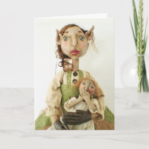 Cartão De Festividades Primitive Folk Art Doll Christmas Card - Gwendolyn