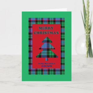 Cartão De Festividades Primo, Árvore de Natal de Tartan