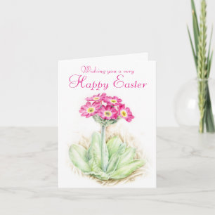 Cartão De Festividades Primrose floral pink Easter card