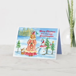 Cartão De Festividades Princesa Castelo da neta do Feliz Natal