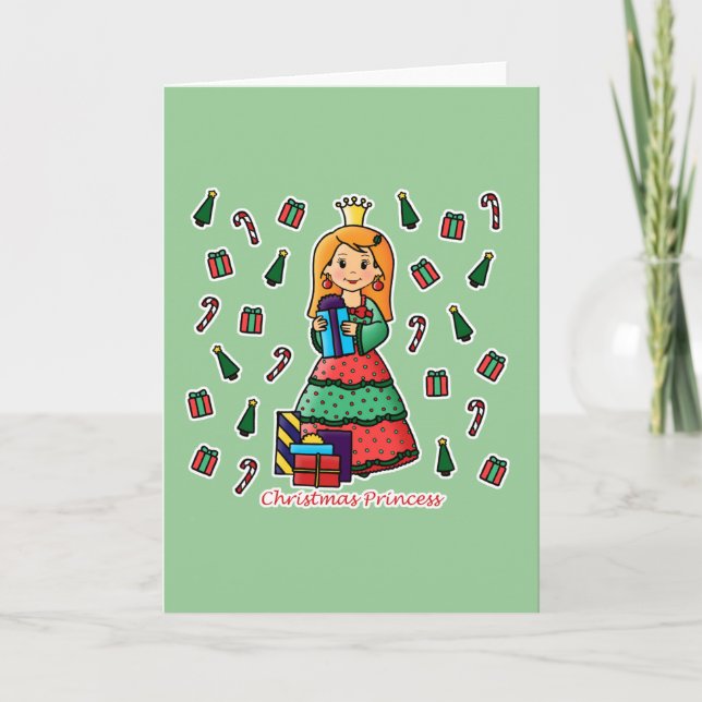 Cartão De Festividades Princesa de Natal (Frente)