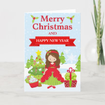Princesa de Natal de cabelo castanho festivo