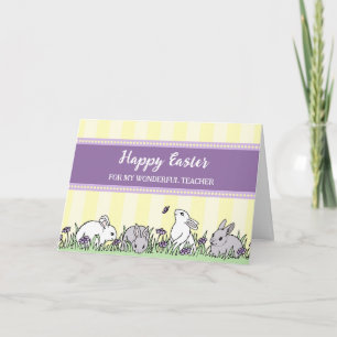 Cartão De Festividades Professor de Felz pascoa de Bunnies de Páscoa