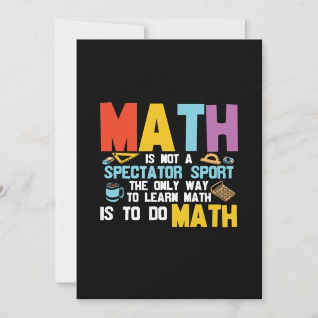 Cartão De Festividades Professor de Matemática A Matemática Não É Um Espo (Frente)