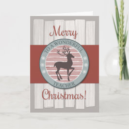 Cartão De Festividades Professor de Natal feliz com Reindeer Russo