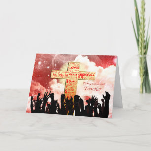 Cartão De Festividades Professor, um Natal cruzado cristão