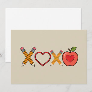Cartão De Festividades Professor XOXO Dia dos Namorados Lápis e Maçã