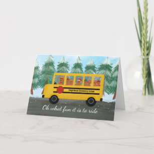 Cartão De Festividades Professora de ônibus escolares Pão de Natal