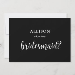 Cartão De Festividades Proposta da Modern Boho Black and White Bridesmaid