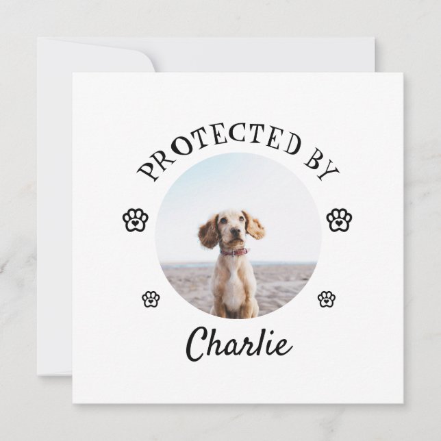 Cartão De Festividades Protected By Dog Photo Paw Print Design (Frente)