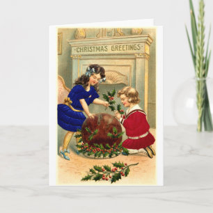 Cartão De Festividades Pudim 1904 de Figgy do Natal