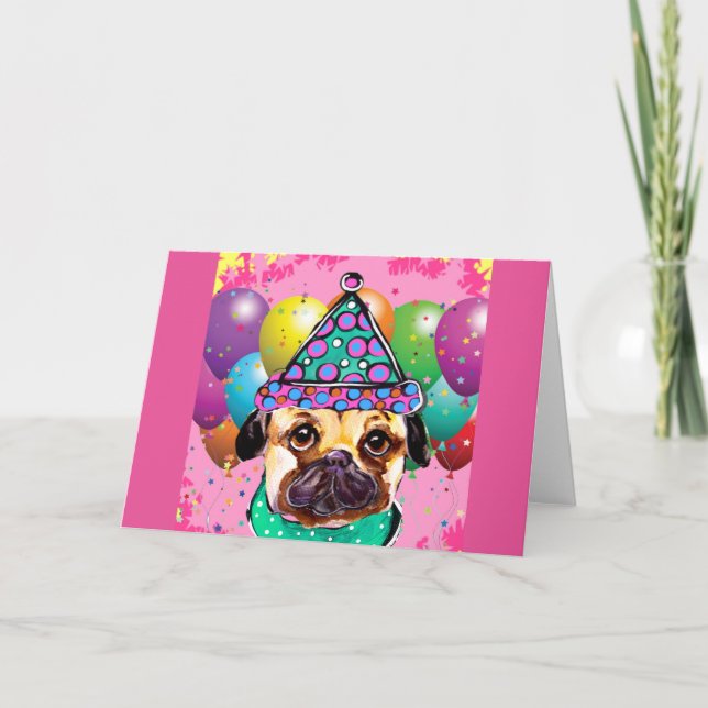 Cartão De Festividades Pug (Frente)