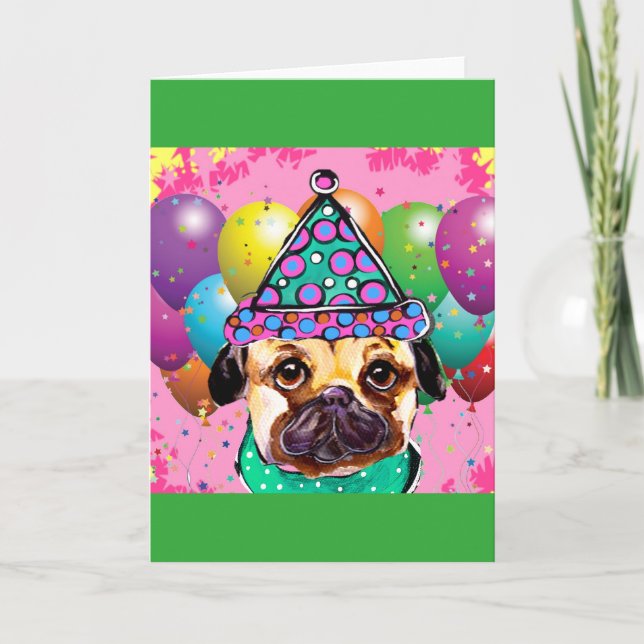 Cartão De Festividades Pug (Frente)