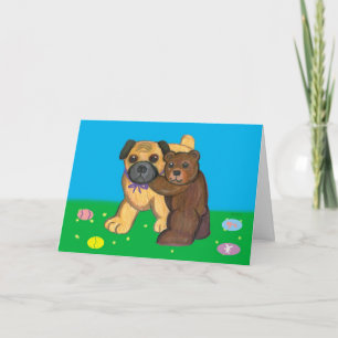 Cartão De Festividades Pug and Teddy Easter Cards