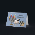 Cartão De Festividades Pug Chanukah Card Menorah Dreidel<br><div class="desc">Lembrar a família e os amigos durante a temporada de Chanukah é uma maneira maravilhosa de manter contato com as pessoas que você ama e se importa. Criei com amor e cuidado estes cartões Chanukah para cães e tenho a certeza de que qualquer pessoa que ame cães ficará encantada em...</div>