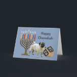 Cartão De Festividades Pug Chanukah Card Menorah Dreidel<br><div class="desc">Lembrar a família e os amigos durante a temporada de Chanukah é uma maneira maravilhosa de manter contato com as pessoas que você ama e se importa. Criei com amor e cuidado estes cartões Chanukah para cães e tenho a certeza de que qualquer pessoa que ame cães ficará encantada em...</div>