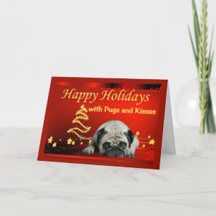 Cartão De Festividades Pug Christmas Card Stars