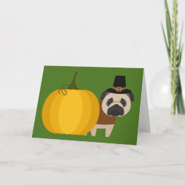 Cartão De Festividades Pug da acção de graças do peregrino