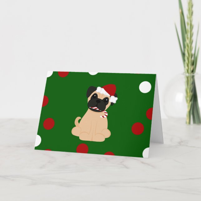 Cartão De Festividades Pug do Natal de Peticularfashions.com (Frente)