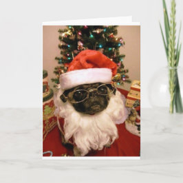 Cartão De Festividades Pug do papai noel
