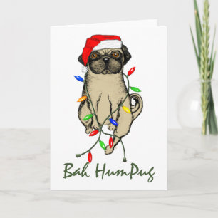 Cartão De Festividades Pug Dog Bah Humpug Feliz Natal