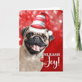 Cartão De Festividades Pug Dog Libere o Natal da Alegria