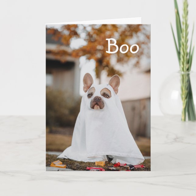 Cartão De Festividades Pug Ghost Dog Halloween Holiday Card (Frente)