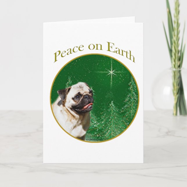 Cartão De Festividades Pug Peace (Frente)