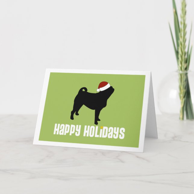 Cartão De Festividades Pug Santa Hat (Frente)