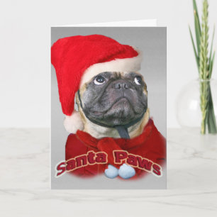 Cartão De Festividades Pug Santa Paws card