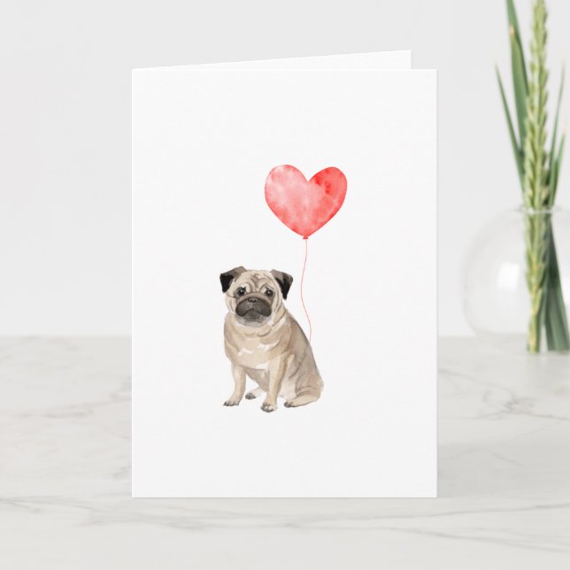 Cartão De Festividades  Pug Valentines, Dog Valentines (Frente)