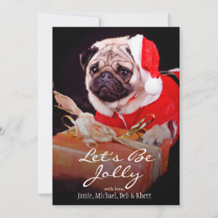 Cartão De Festividades Pug vestindo um chapéu de Papai Noel