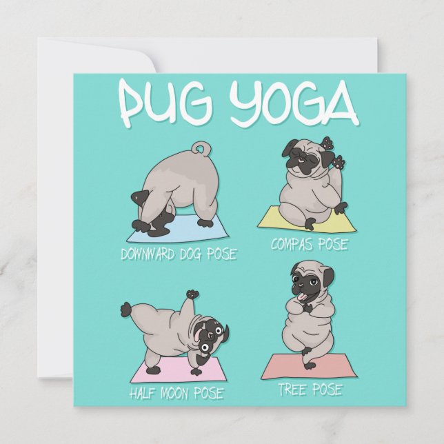 Cartão De Festividades Pug Yoga (Frente)