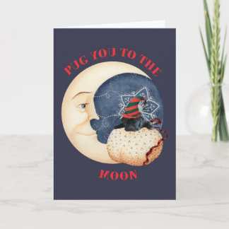 Cartão De Festividades Pug you to the Moon