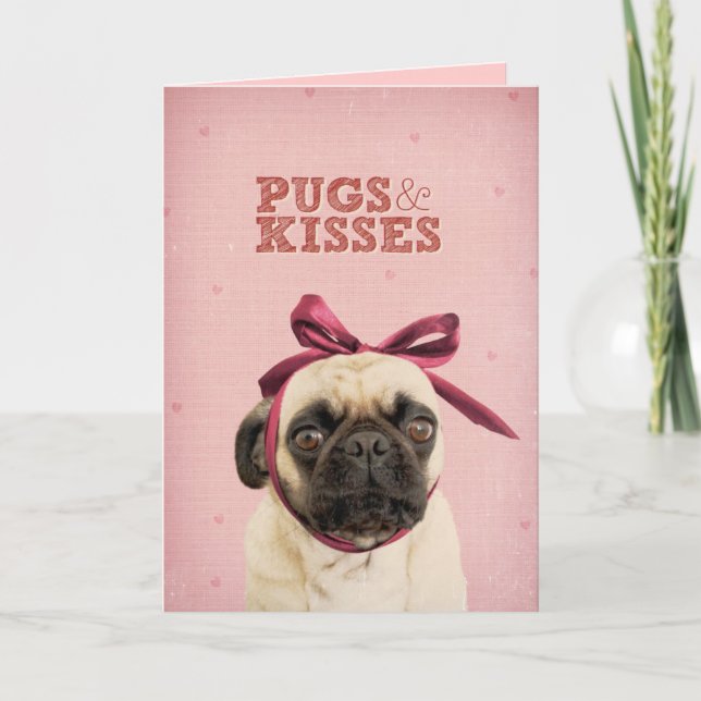 Cartão De Festividades Pugs & beijos pelo itslolathepug (Frente)