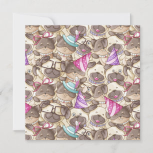 Cartão De Festividades Pugs de Festa